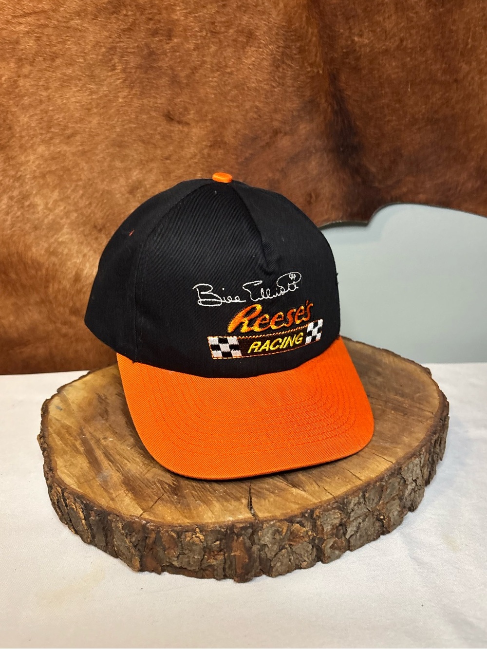 🏁 Vintage Reese’s Racing Bill Elliott Snapback Hat | Black & Orange Embroidered